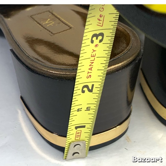 Anne Klein Bronze Metallic Slingback Pumps Low Heel Gold Buckle - Picture 7 of 8